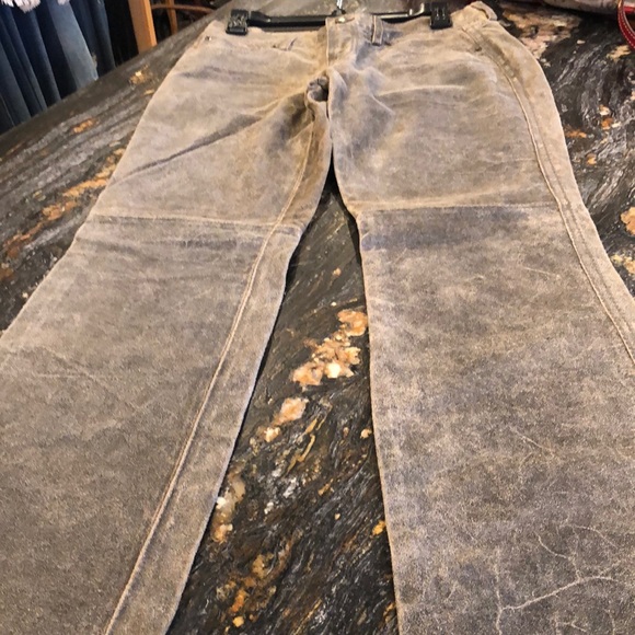 VINTAGE LEATHER LUCKY BRAND WIDE LEG FLARE PANTS - Picture 2 of 10